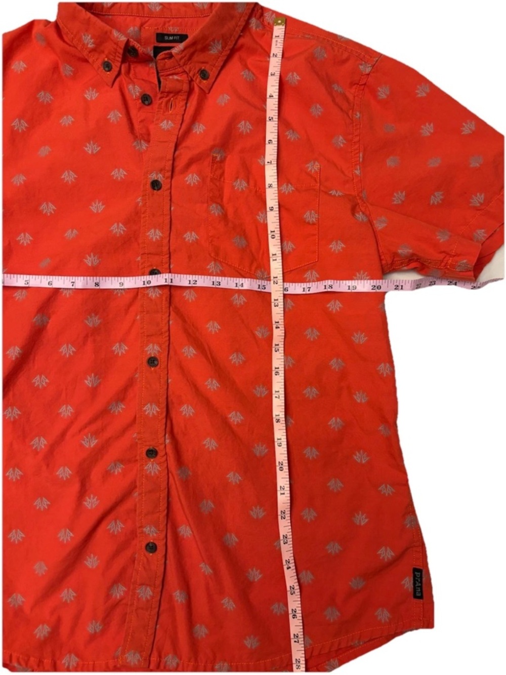 prAna Men’s L Orange Geometric Button Up Shirt Hiking Outdoor - Picture 7 of 8